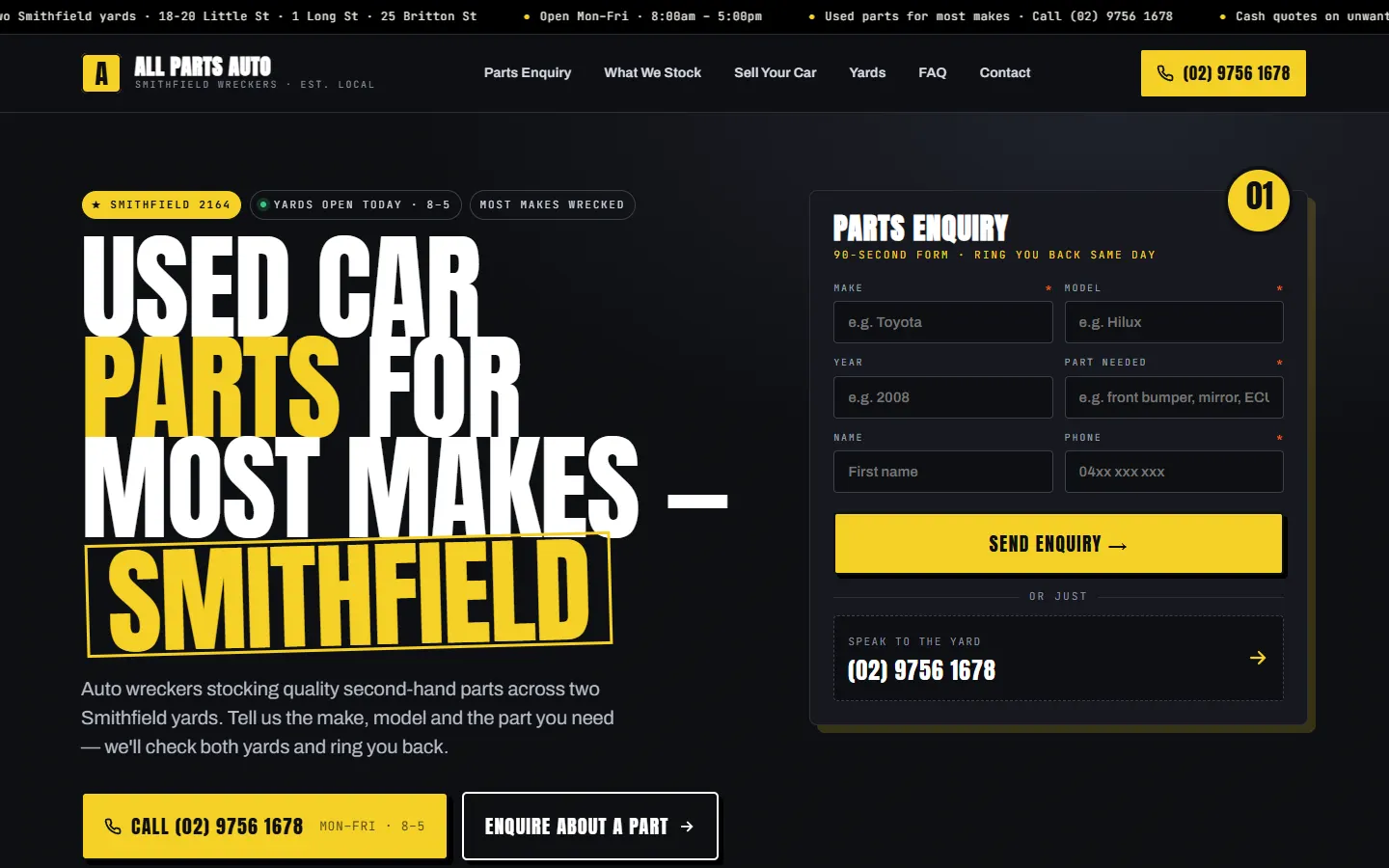 All Parts Auto website