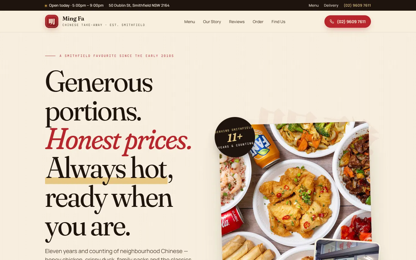Ming Fa Chinese Take-Away website